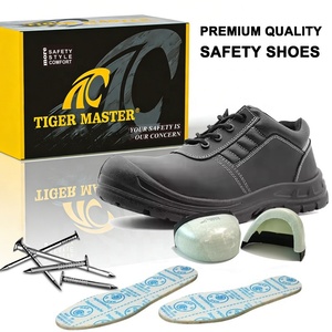 Chaussures <span class=keywords><strong>de</strong></span> <span class=keywords><strong>sécurité</strong></span> Tiger Master, meilleures marques, embout composite, anti-perforation, cuir noir, antidérapantes, résistantes aux acides et aux huiles, noires pour hommes - Product Image 3