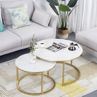 ModHomi Table basse nordique de luxe avec dessus en marbre fritté Table basse moderne simple avec cadre en métal et accent doré Table centrale de salon pour la maison