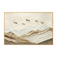 Art mural toile texturé personnalisé, montagnes oiseaux volants, cadre aluminium paysage minimaliste pour salon maison