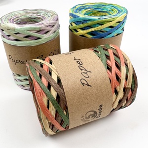 Nouvelle arrivée fabrication en gros naturel tie dye coloré papier raphia fil pour emballage cadeau ou emballage ou tricot - Product Image 5