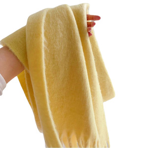 Mùa thu mùa đông mới Fluffy rắn màu Mohair khăn của phụ nữ dày khăn choàng tất cả các trận đấu ấm khăn Polyester - Product Image 5