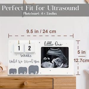 Notre cadre photo chaud Cadeau unique pour les parents qui attendent maman Cadre photo à ultrasons Compte à rebours semaines en MDF - Product Image 2