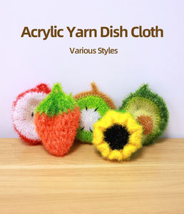 Bon nettoyage <span class=keywords><strong>éponge</strong></span> cuisine <span class=keywords><strong>main</strong></span> Crochet acrylique <span class=keywords><strong>rond</strong></span> beignet forme coloré cuisine plat épurateur torchons plumeaux - Product Image 5