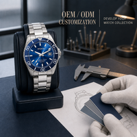 Montre de plongée de luxe Migaga OEM, étanche à 200 m, pour homme, avec anneau en céramique bleue, acier inoxydable, plongée, luminescente, automatique