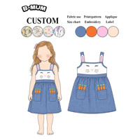 Robe sans manches pour filles, collection Pâques, 2-10 ans, en chambray, avec oreilles de lapin brodées et bretelles, vente en gros