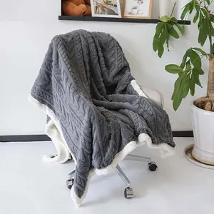 Individuelles luxus warmes Stoff gemütliche gestrickte Fleece-Decke individuell flauschige Jacquard Sherpa-Wirf-Fleece-Decken