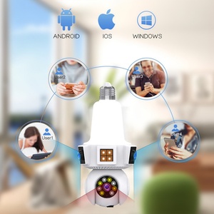 6MP <b>Wireless</b> Wifi E27 Light Bulb <b>Camera</b> Dual Lens Triple Screen 10X Digital Zoom PTZ Home <b>Security</b> Baby Monitor Night Vision - Product Image 1