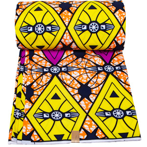 Tissu Pagne Africain Ankara 100% Polyester, Véritable Satin <span class=keywords><strong>Ciré</strong></span> Africain, 6 Yards, Tissus Imprimés pour Confection de Vêtements Féminins - Meilleures Ventes - Product Image 2