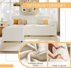 Sala de estar Sofá <span class=keywords><strong>cama</strong></span> <span class=keywords><strong>blanco</strong></span> 2 en 1 Sofá extraíble <span class=keywords><strong>Cama</strong></span> Almacenamiento Chaise Sleeper Sofá con <span class=keywords><strong>cama</strong></span> extraíble - Product Image 4