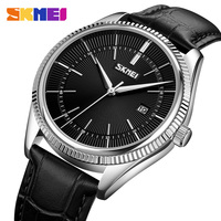 Skmei 9298 montres-bracelets de luxe pour hommes montre-bracelet en cuir à quartz analogique étanche pour hommes