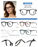 Monture de lunettes optiques en acétate effet écaille, design rétro, unisexe, ronde, vente en gros, faible MOQ