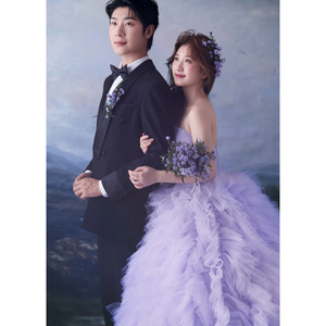 Violet Tulle Ball Gown Wedding Dress Strapless Empire Waistline For Outdoor Photography Studio - Product Image 2