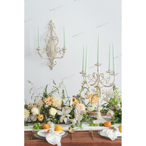 Antico decorazione di lusso della decorazione della casa <span class=keywords><strong>bianco</strong></span> supporto di candela decorativo appeso candelabri in metallo candeliere per la cerimonia nuziale - Product Image 3