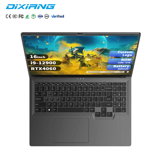 Custom Logo Gaming Laptop 16" Intel Core I9 12900H RTX 4060 32GB 1TB SSD 1200P IPS High Performance Business Notebook for OEM PC