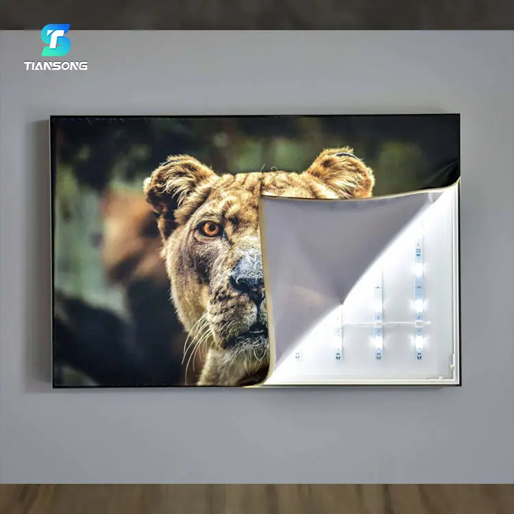 Scatola luminosa in tessuto personalizzata retroilluminata in alluminio per foto a scatto scatola luminosa per esposizione Lightbox