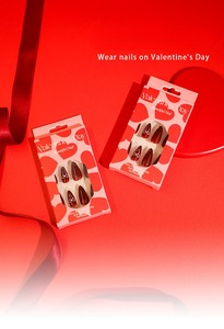 Dropshipping 24 <span class=keywords><strong>Uñas</strong></span> Postizas Color <span class=keywords><strong>Vino</strong></span> Tinto para el Día de San Valentín con Lazo y Diamante en Forma de Almendra, <span class=keywords><strong>Uñas</strong></span> Artificiales 3133 - Product Image 6