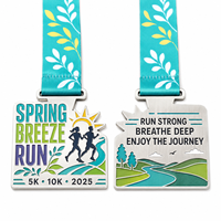 Médailles de course personnalisées 3D double face en alliage de zinc 5K 10K 2025, médailles de marathon sportives en métal émaillé souple avec ruban imprimé