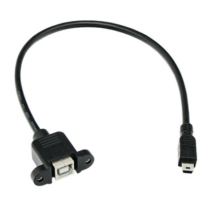 Câble d'extension USB mini vers imprimante, femelle, avec trou de vis carré, BF vers mini USB, tout en cuivre - Product Image 2
