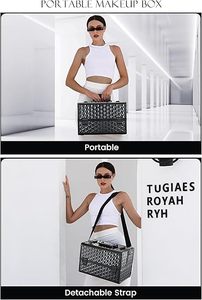 Organizador de Cosméticos Profesional, Estuche de Almacenamiento de Aluminio con 4 Compartimentos Ajustables, con Cierre y Correa para el Hombro - Product Image 5