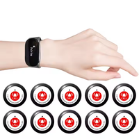 Reloj Receptor Inalámbrico Vibrador Impermeable Negro para Llamadas de Camarero, Pulsera Localizadora Inalámbrica Impermeable
