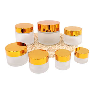 Tarros de Crema de Vidrio Esmerilado al por Mayor con Tapa Dorada/Plateada, Envases Vacíos para Crema Facial y Contorno de Ojos, Tarros Cosméticos Sellados de Varios Tamaños - Product Image 1
