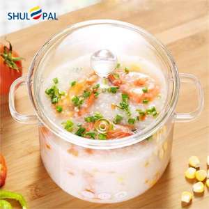 Pentole in vetro borosilicato all'ingrosso pentola in vetro e pentola con doppio manico e coperchio - Product Image 5