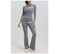 Ensemble de yoga 2 pièces rayé taille haute avec logo personnalisé, pour la course et le sport, effet lifting des fesses et amincissant, vêtements de sport sensation seconde peau