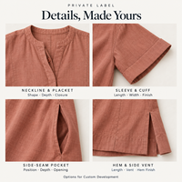 Robe midi en lin haut de gamme personnalisée OEM pour femme, style décontracté vintage, col en V, manches mi-longues, taille naturelle, saison automne - Taille XS