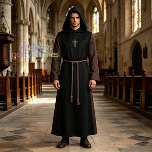 HP Halloween Death God Cosplay Dark <b>Hooded</b> Robe Retro Cape Party Role-playing Costume - Product Image 1