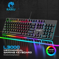 RAIKU L3000 104 Key True Mechanical Gaming Keyboard Blue Switch RGB Backlit Detachable USB Cable for PC Mac Office Esports