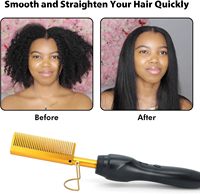 Peigne chauffant électrique pour lisser les cheveux, idéal pour les perruques Lace Front et le coiffage
