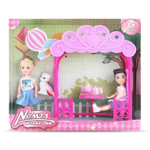 2024 new hot-selling 5 inch swing tea play set for boys and girls doll include cat