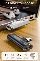 Adaptor 2-in-1 Tipe-C Male ke Double Tipe-C Female 100W OTG PD Pengisian Cepat & Sinkronisasi Data 10Gbps untuk Kamera Laptop Earphone