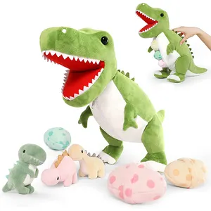 Benutzer definierte Plüsch tier Set Weihnachts geburtstags geschenk Dinosaurier Mutter und drei Baby Dinosaurier Drei Dinosaurier Eier Plüsch tier Set