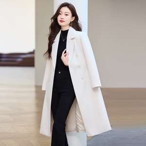 Women's Mid Length Trench Coat Beige Elegant Autumn Winter Polyester Woven Full Sleeve Comfortable Style - Product Image 4