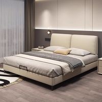Lit Moderne de Luxe en Cuir Rembourré, Design Italien, Réglable, Haute Qualité, Tailles Simple/Double, Confortable pour Chambre à Coucher