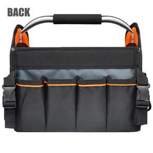 Durable Waterproof Open Top <b>Tool</b> <b>Bag</b> Foldable 29-Pocket High-Capacity <b>Tote</b> Stainless Steel Handle Padded Shoulder Strap Easy - Product Image 2