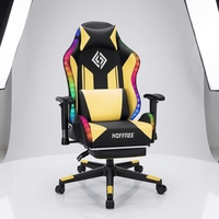 Chaise de jeu ergonomique en cuir PU, directement de l'usine, avec lumières LED, repose-pieds massant, hauteur réglable pour les joueurs et les utilisateurs d'ordinateurs