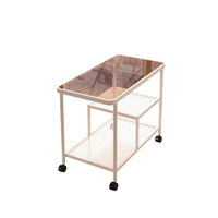 Table basse nordique en verre, chariot mobile, cadre en métal multifonctionnel, minimaliste, moderne, petite table carrée, mobilier de maison de luxe léger