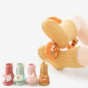 New fashion cute 3d cartoon animals dolls infant toddler anti slip organic cotton baby socks shoes