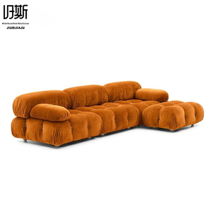 Canapé modulaire Cream <span class=keywords><strong>Mario</strong></span> Cloud en tissu bouclé doux et moelleux avec capitonnage à boutons, canapé paresseux combinable pour salons de style Instagram - Product Image 5