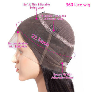 秘鲁人发假发360全高清蕾丝正面假发直无胶100处女印度发巴西假发蕾丝闭合360 - Product Image 6