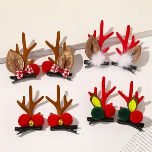 Weihnachten geweih haar clips nette rote pompom kinder haarnadeln beliebte