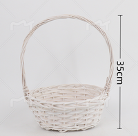 Panier rond en osier blanc fabriqué en usine, panier en saule naturel tissé à la main pour l'arrangement floral, la décoration de Pâques et de mariage
