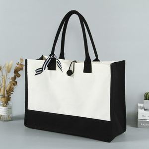 Factory Custom Logo Fashion Durable Women's <b>Beach</b> Canvas Tote <b>Bag</b> Custom <b>Large</b> Capacity Summer Shopping <b>Bags</b> - Product Image 1