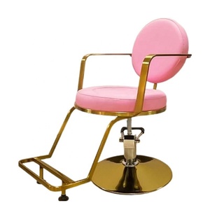 Hot Sale Beauty Salon Equipment Hairdressing Barber Chair pink and Gold Hair Stylist Chair - Product Image 2