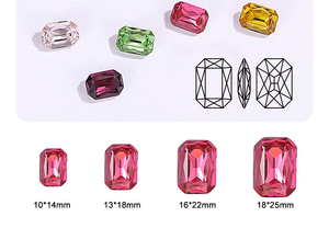 Cristales de Fantasía de Alta Calidad K9 en Forma Octogonal/Rectangular con Punta Trasera para Decoración de Uñas - Product Image 2
