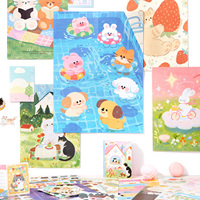 Simno Kit de papier pour scrapbooking esthétique animaux mignons et pelucheux, avec livre d'autocollants à motifs de chats de dessin animé, pour journal quotidien, collages et loisirs créatifs