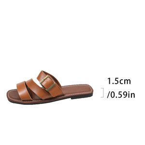 ashion2025 New European and American Style Womens Shoes Round-toe Flat-toe Fashionable Beach <b>Sandals</b> With Metal231 231 - Product Image 6