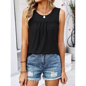 FOXA Débardeur sans manches pour femme 100% Coton à motifs ajourés respirant coupe ample pour l'été, décontracté, plage et vacances - Product Image 4